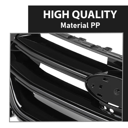 G-PLUS Front Upper Grille W/Camera Hole, Compatible with Ford Edge 2015-2018, Gloss Black, FT4Z8200DA, FO1200562C Black
