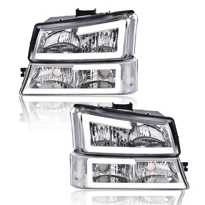 G-PLUS LED Headlights FitChevy Avalanche/Silverado 1500 2500 HD 3500 2003-2006/Fit Silverado 1500 2500 3500 Classic 2007,Headlamps Clear Lens Chrome Housing Clear Reflector,faros delanteros