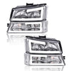 G-PLUS LED Headlights Assemblies, Compatible with 2003 2004 2005 2006 Chevy Avalanche Silverado 1500 2500 3500&HD Bumper Headlamps, Clear Lens Chrome Housing Clear Reflector,faros delanteros