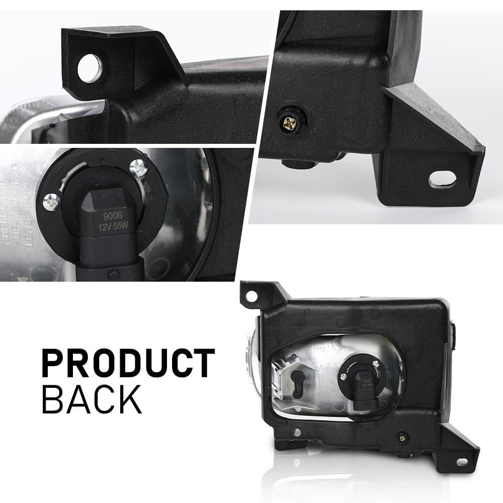 G-PLUS Fog Lights w/Bulbs Driver and Passenger Side Pair Clear Fit Toyota Tundra (submodel: Base, Limited, SR5) 2000 2001 2002 2003 2004 2005 2006 812100C010 812200C010 TO2593102 TO2592102