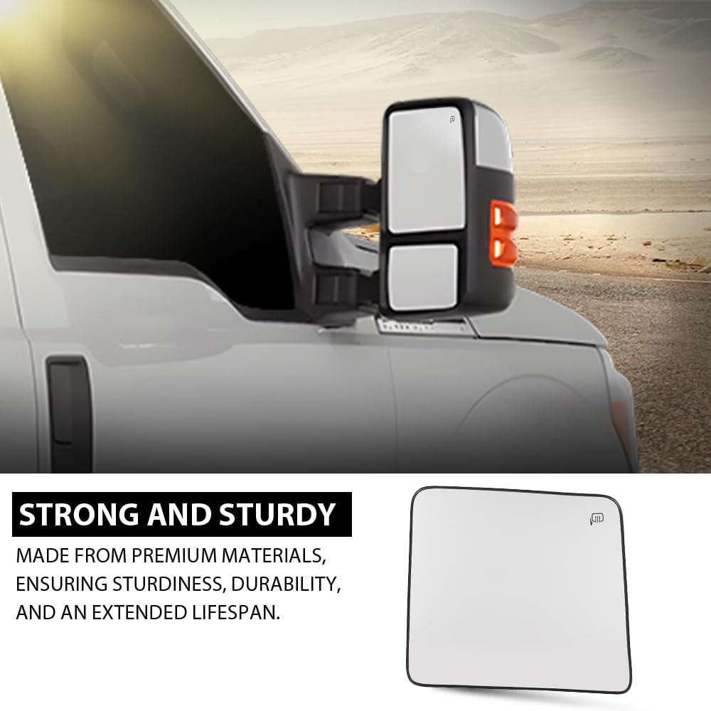 G-PLUS Mirror Glass Upper Heated Passenger RH Compatible with Ford F150 Pickup Truck 2013-2014,Fit Ford F250 F350 F450 F550 Super Duty 2008-2016 FO1325150, 7C3Z17K707F