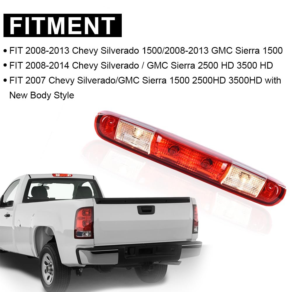 G-PLUS Third Brake Light 3rd Cargo Lamp High Mount Stop Light Compatible with Chevy Silverado GMC Sierra 1500 2008-2013,Fit Chevy Silverado GMC Sierra 2500 HD 3500 HD 2008-2014 25890530