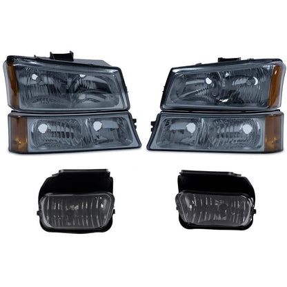 G-PLUS Headlights Bumper Lamp + Fog Lights Combo Assembly Compatible with Chevy 2003-2006 Silverado Avalanche 1500/2500/3500 PickupBumper Headlamps,faros delanteros