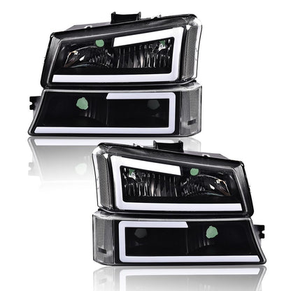 G-PLUS LED Headlights, Compatible with Chevy Silverado 1500 2500 3500&HD 2003 2004 2005 2006,Fit Chevy Avalanche 2003-2006,Bumper Headlamps, Clear Lens Black Housing Clear Reflector,faros delanteros