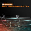 G-PLUS 55 Gallon Drum Cradle Stand Rack 600 Lbs Capacity w/ 4 Wheels Black