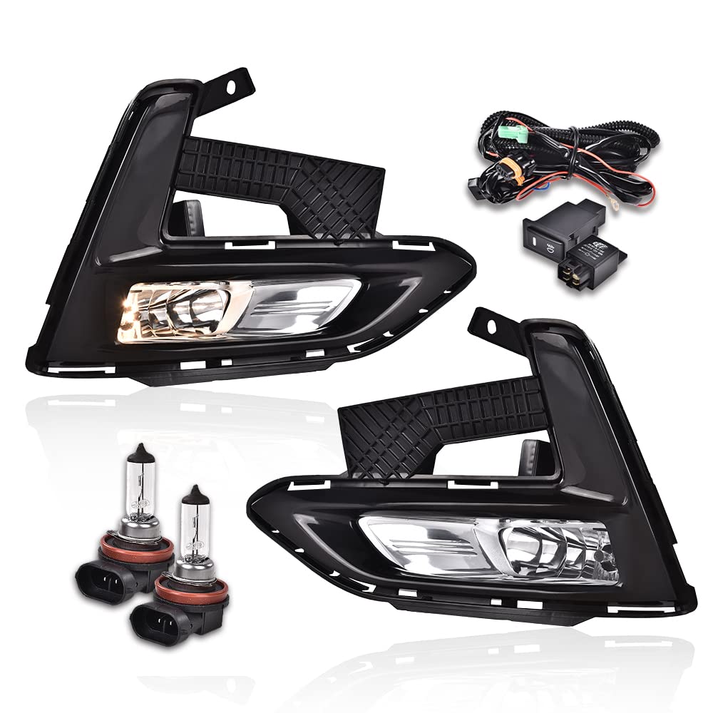 G-PLUS Front Bumper Fog Lamp Clear lens Compatible with 2020 2021 Nissan Sentra 261558995C, 261508995C, 622576LB0B, 622576LB0A, 622566LB0B