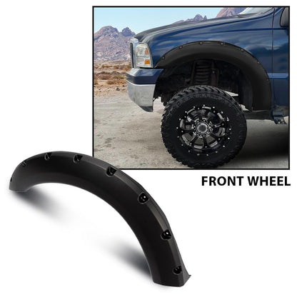 G-PLUS Fender Flares, Compatible with 1999-2007 Ford F250 F350 Super Duty, (Does Not Fit Dually Models), Smooth Pocket Rivet Bolt Style Protection Guards Cover 4pcs