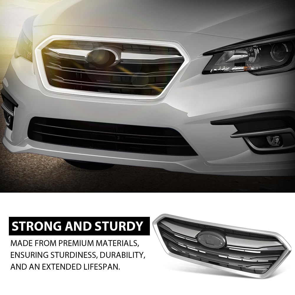 G-PLUS Front Bumper Grille Assembly, Compatible with Subaru Legacy 2018-2019, Light Gray, 91121AL18A, SU1200180 Light Gray