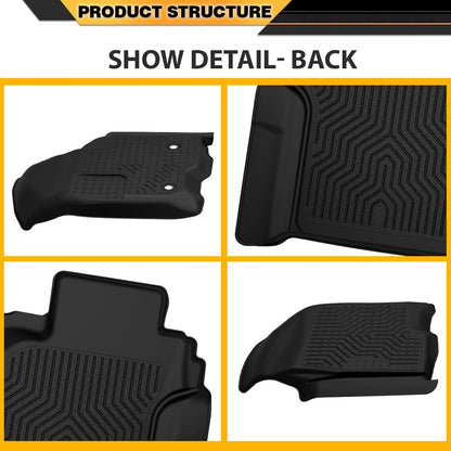 Floor Mats Cargo Liners, Compatible with Chevy Silverado GMC Sierra Crew Cab 2019-2025, 1st & 2nd Row 3PCS, All Weather Full Cover Protection