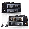 G-PLUS LED DRL headlights, Compatible with 1994 1995 1996 1997 1998 1999 2000 GMC C10 C/K C1500 bumper Headlamp, Smoky lens Black Housing Amber Reflector