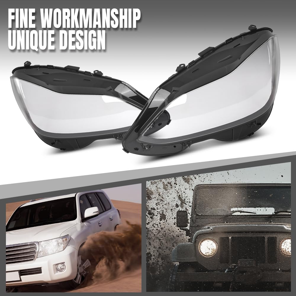 G-PLUS Headlight Lens Cover Compatible with Benz E-Class W212 E350 E500 E63 2014 2015 2016 Left & Right Side A2129063403, A2129063303 Front Headlamp Lens Cover Clear