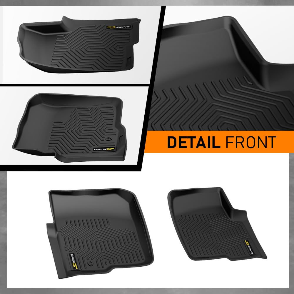 G-PLUS Floor Mats 3PCS Compatible with Ford F150 SuperCrew Cab 2004 2005 2006 2007 2008 1st & 2nd Row All Weather Protection TPE Floor Liners Black