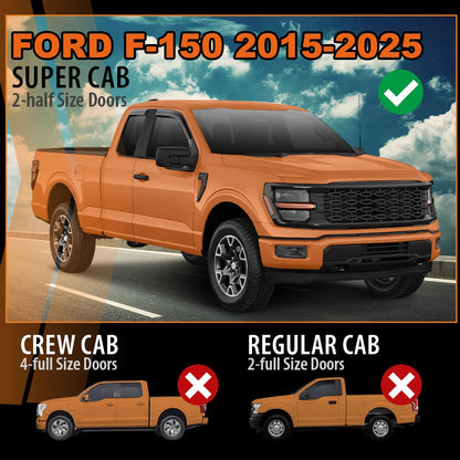 G-PLUS Out-Channel Window Vent Visor Deflectors Tape-On Side Rain Guards Compatible with Ford F150 SuperCab 2015-2024 4PCS Smoky