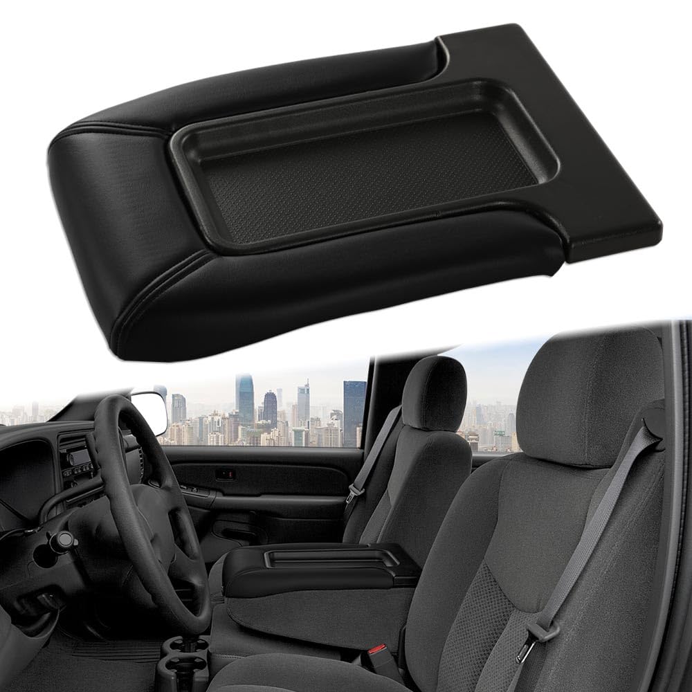 G-PLUS Center Console Lid Replacement Kit Compatible with GMC Sierra Yukon Chevy Silverado Avalanche Suburban Tahoe 1999-2007 Armrest Lid 19127364 19127365 19127366 (Black)