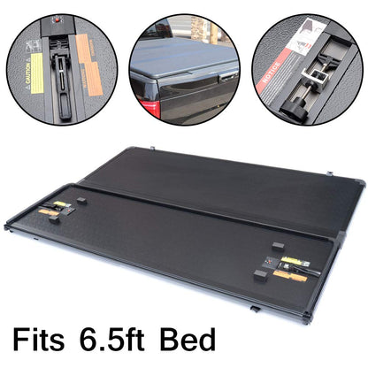 G-PLUS Tri Hard Solid -Fold Tonneau Bed Cover Compatible with 2004-2008 Ford F150 Short 6.5ft