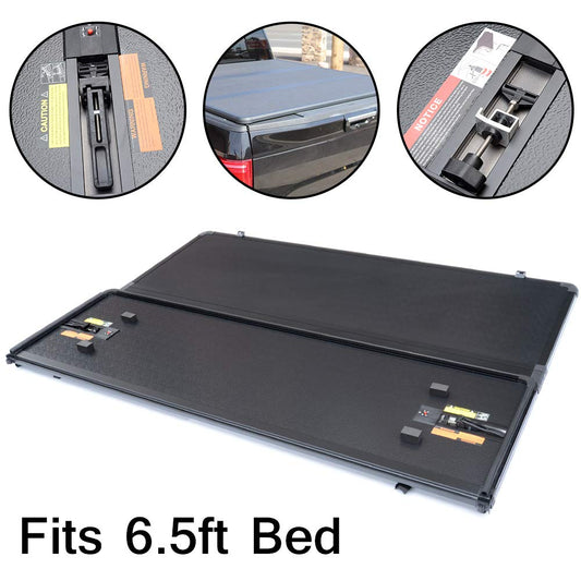 G-PLUS Tri Hard Solid -Fold Tonneau Bed Cover Compatible with 2004-2008 Ford F150 Short 6.5ft
