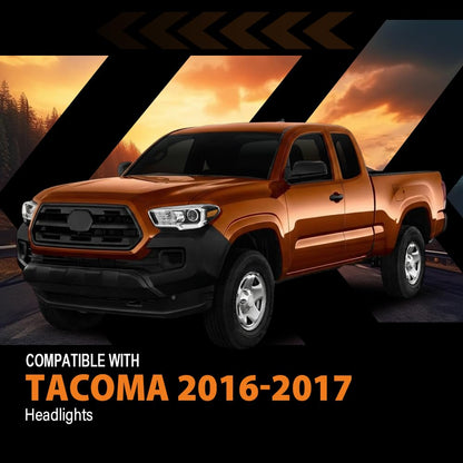 G-PLUS Headlight Assembly Left and Right Side w/o LED Daytime Running Compatible with Toyota Tacoma 2016-2017 OEM Fit Standard 2 PCS White