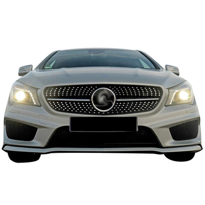 Diamond Star Front Bumper Mesh Grille Compatible with W117 CLA Class CLA180 CLA200 CLA250 CLA45 AMG 2014-2016 Silver Hood Upper Grille Assembly