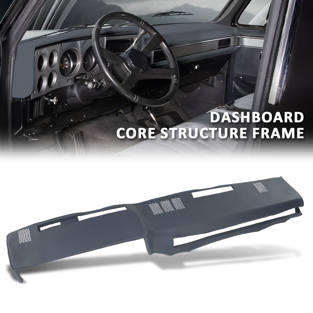 G-PLUS TPE Dashboard Dash Cover Panel W/Adhesive Compatible with 1981-1987 Chevy GMC Full Size Pickup/1981-1991 Chevy GMC SUV Dash Cover Bezel Parts 18601NTL(Dark Blue)