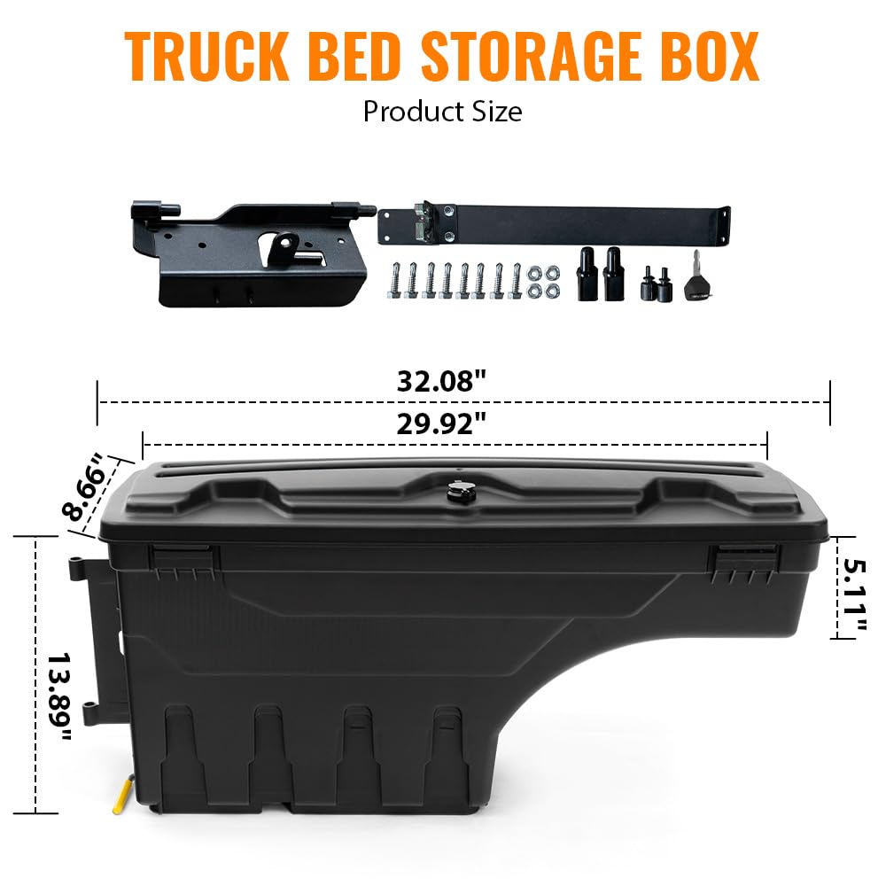 G-PLUS Lockable Truck Bed Storage Toolbox Driver and Passenger Side Compatible with Dodge Ram 1500 2500 3500 2002-2018