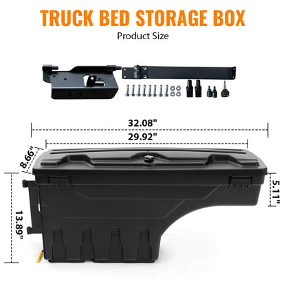 G-PLUS Lockable Truck Bed Storage Toolbox Driver and Passenger Side Compatible with Dodge Ram 1500 2500 3500 2002-2018