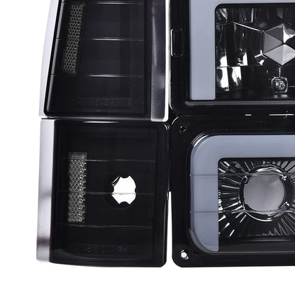 G-PLUS LED DRL headlights, Compatible with 1994 1995 1996 1997 1998 1999 2000 GMC C10 C/K C1500 bumper Headlamp, Smoky lens Black Housing Clear Reflector