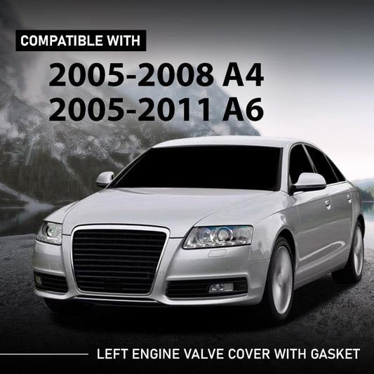 G-PLUS Left Engine Valve Cover w/Gasket Compatible with Audi A4 2005-2008/ Fit Audi A6 2005-2011 06E103471G, V104953, 0360037 Silver