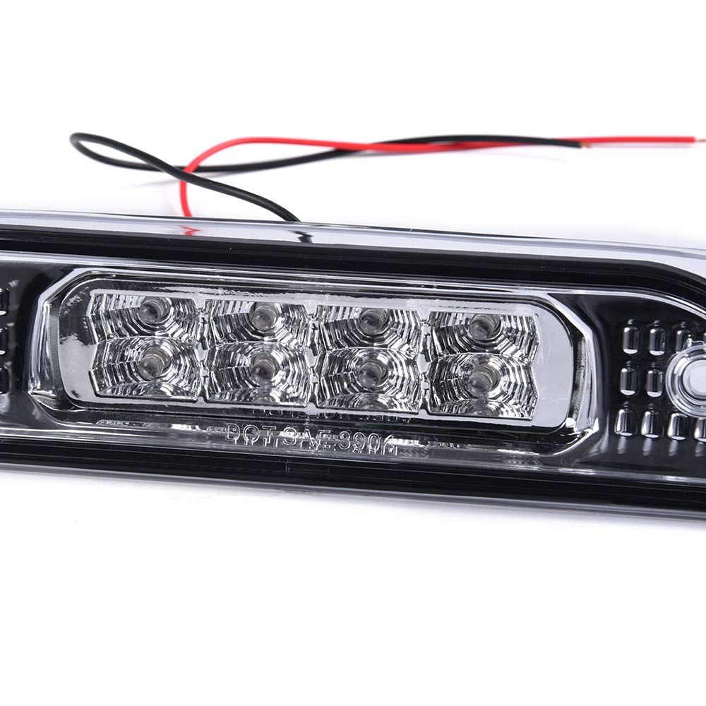 G-PLUS LED Third 3rd Brake Cargo Light Compatible With 1999-2004 Grand Cherokee,Rear Roof Center High Mount Stop Tail Light Replacement (Chrome Housing Clear Lens)