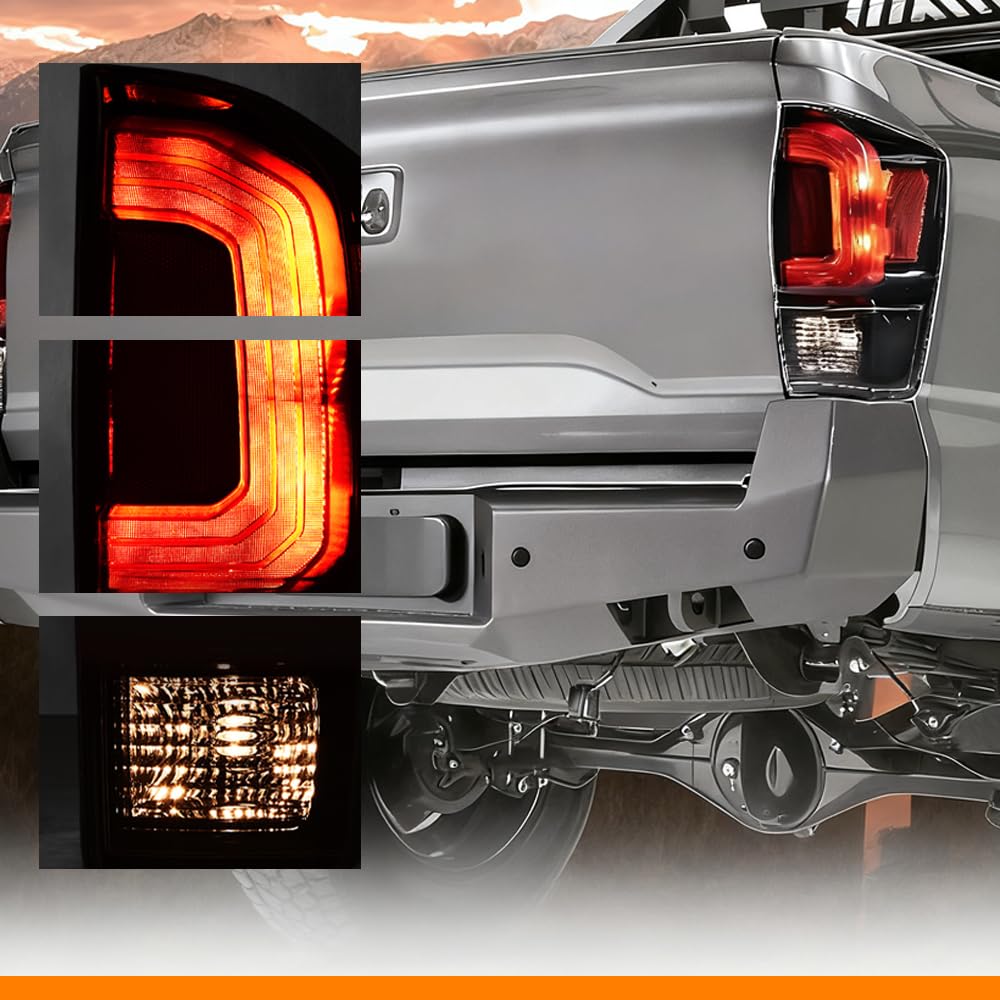 G-PLUS Rear Tail Light Compatible with Toyota Tacoma 2016 2017 2018 2019 2020 2021 2022 2023, Dark Red Rear Brake Lamp,Luces Traseras Right Passenger