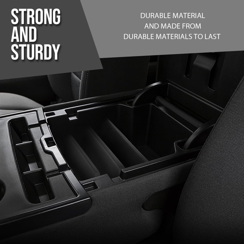 G-PLUS Center Console Front Rubber Liner Stepped Compatible with Chevy Silverado GMC Sierra 2014 2015 2016 2017 2018 2019 22781201 Black