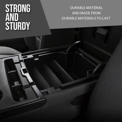 G-PLUS Center Console Front Rubber Liner Stepped Compatible with Chevy Silverado GMC Sierra 2014 2015 2016 2017 2018 2019 22781201 Black