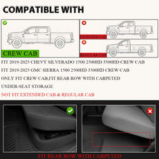 G-PLUS 3PCS Floor Mats for Chevy Silverado GMC Sierra 1500 2500HD 3500HD 2019-2025 TPE Front View