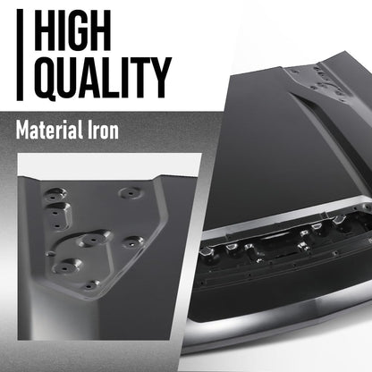 G-PLUS Front Hood Panel 1 Pc Iron Compatible with Chevy Silverado 2500HD 3500HD 2020 2021 2022 2023 2024 2025 GM1230488, 84830121 Black