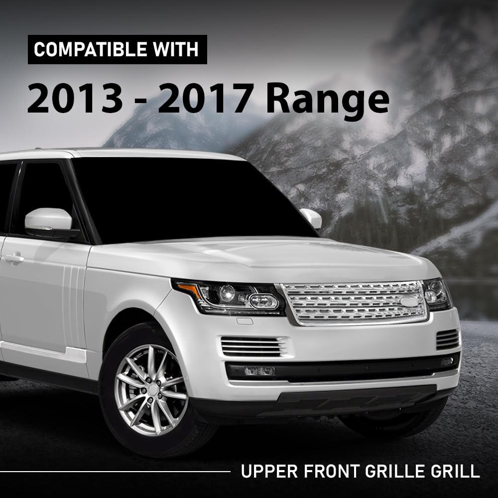 G-PLUS Front Grill Compatible with Land Rover Range Rover Vogue L405 2013 2014 2015 2016 2017 Silver Upper Grille LR055880