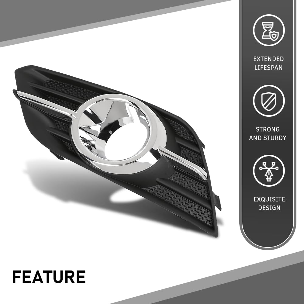 G-PLUS Front Left Driver Bumper Insert Fog Light Bezel Trim Compatible with Buick Encore 2013 2014 2015 2016 GM1038172, 95470236 Chrome Black