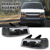 G-PLUS LED Headlights Assembly Front Headlamps Compatible with Chevy Express GMC Savana 1500 2003-2014, Fit Chevy Express GMC Savana 2500 3500 2003-2023 Clear Lens Black Housing