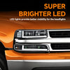 G-PLUS LED DRL Headlights, Compatible with 1999 2000 2001 200 2003 2004 2005 2006 Silverado/Suburban Bumper Headlamps, Clear Lens Black Housing Amber Reflector
