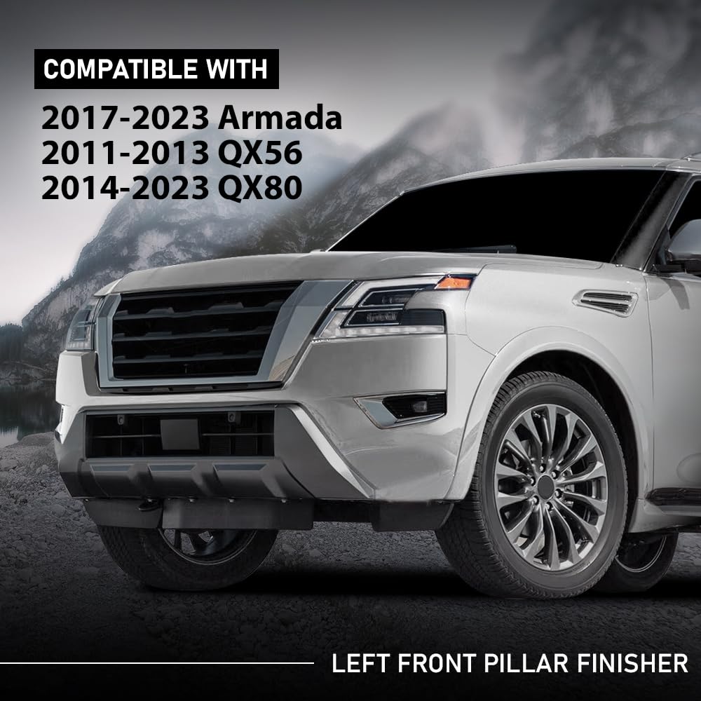 G-PLUS Front Pillar Finisher Windshield Trim Molding Left Driver Side Compatible with Nissan Armada 2017-2023/Fit Infiniti QX56 2011-2013/Fit Infiniti QX80 2014-2023 76837-1LA0A 768371LA0A 76837-6JR0A