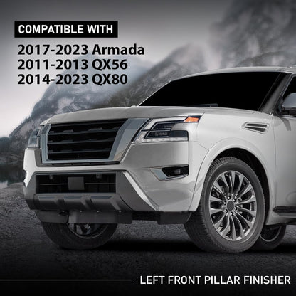 G-PLUS Front Pillar Finisher Windshield Trim Molding Left Driver Side Compatible with Nissan Armada 2017-2023/Fit Infiniti QX56 2011-2013/Fit Infiniti QX80 2014-2023 76837-1LA0A 768371LA0A 76837-6JR0A