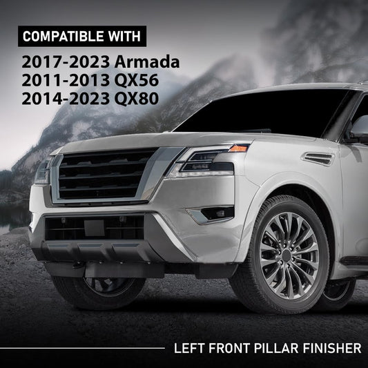 G-PLUS Front Pillar Finisher Windshield Trim Molding Left Driver Side Compatible with Nissan Armada 2017-2023/Fit Infiniti QX56 2011-2013/Fit Infiniti QX80 2014-2023 76837-1LA0A 768371LA0A 76837-6JR0A