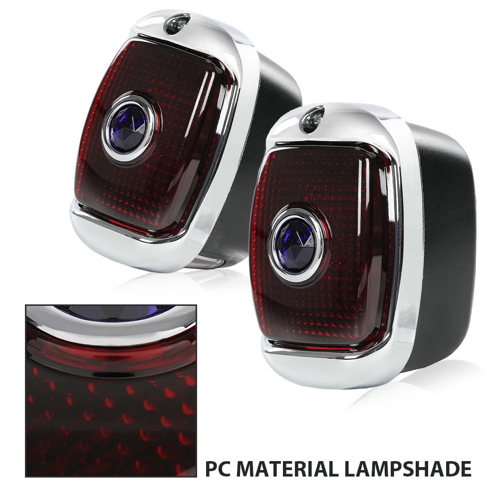 G-PLUS Tail Lights Assembly w/Blue Jewel Compatible with Chevy GMC Truck 1940-1953 w/Chrome Rim Left & Right Side Tail Lamps Luces Traseras, Red Lens