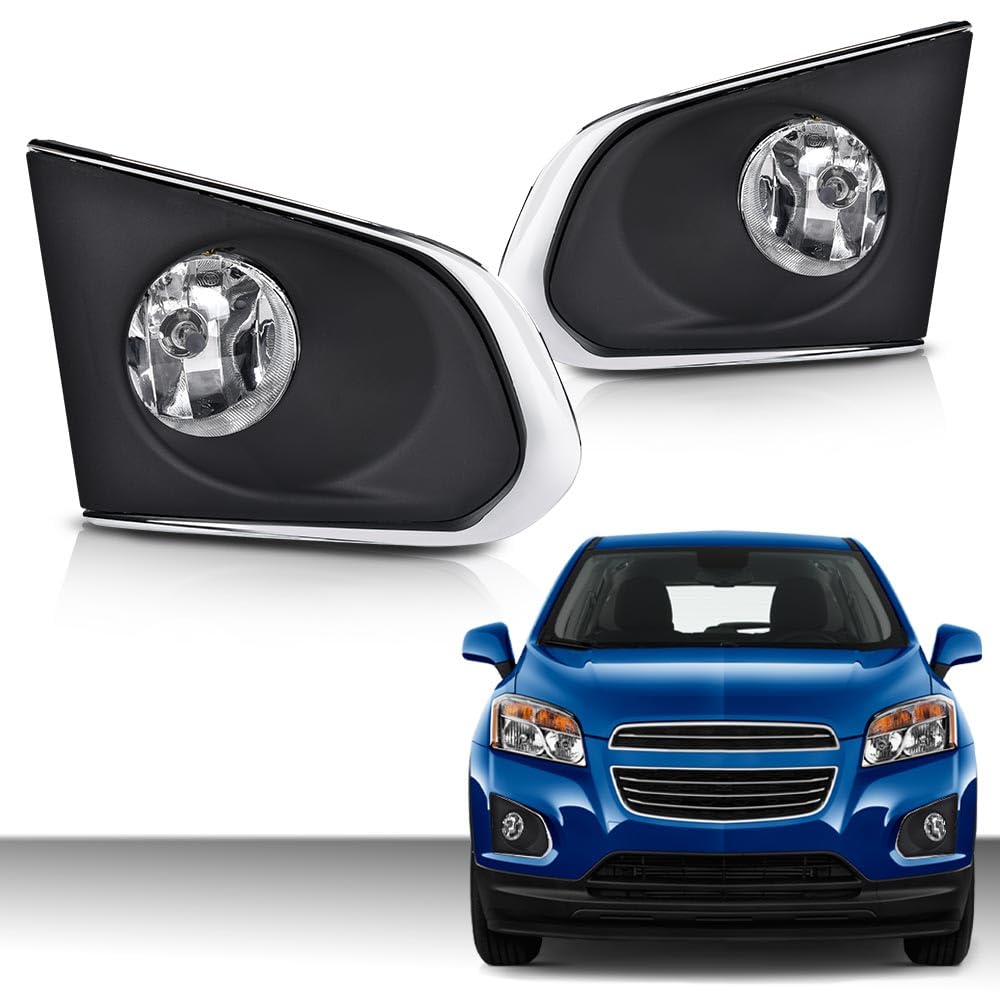 G-PLUS Fog Lights Bumper Lamps Left+Right w/Bulbs Compatible with Chevy Trax LS/LT/LTZ models only 2015 2016 GM2592312, GM2593312, 95227855, 95227856 Clear Lens Chrome Housing
