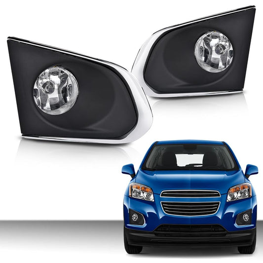 G-PLUS Fog Lights Bumper Lamps Left+Right w/Bulbs Compatible with Chevy Trax LS/LT/LTZ models only 2015 2016 GM2592312, GM2593312, 95227855, 95227856 Clear Lens Chrome Housing