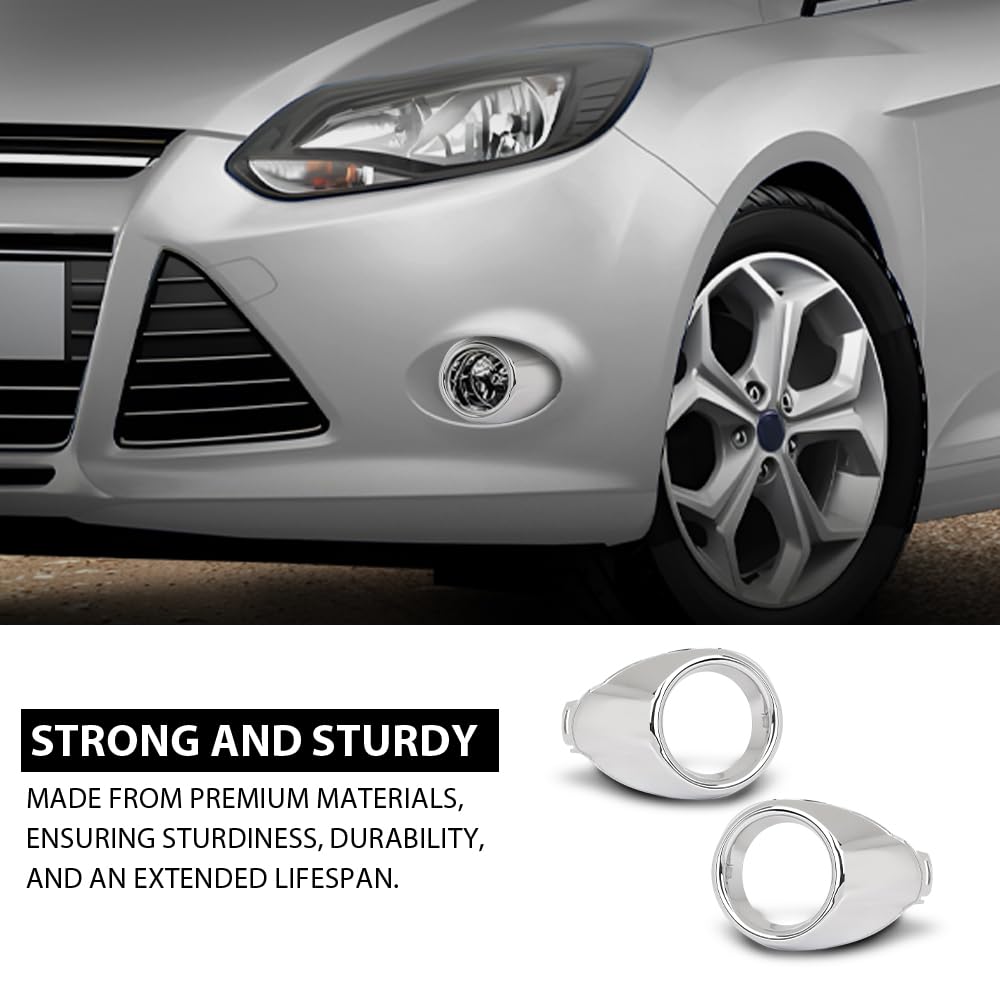 G-PLUS Fog Light Trim Set, Compatible with Ford Focus SE SEL Titanium 2012 2013 2014, LH Driver & RH Passenger Side, CP9Z17E810C, CP9Z17E811C
