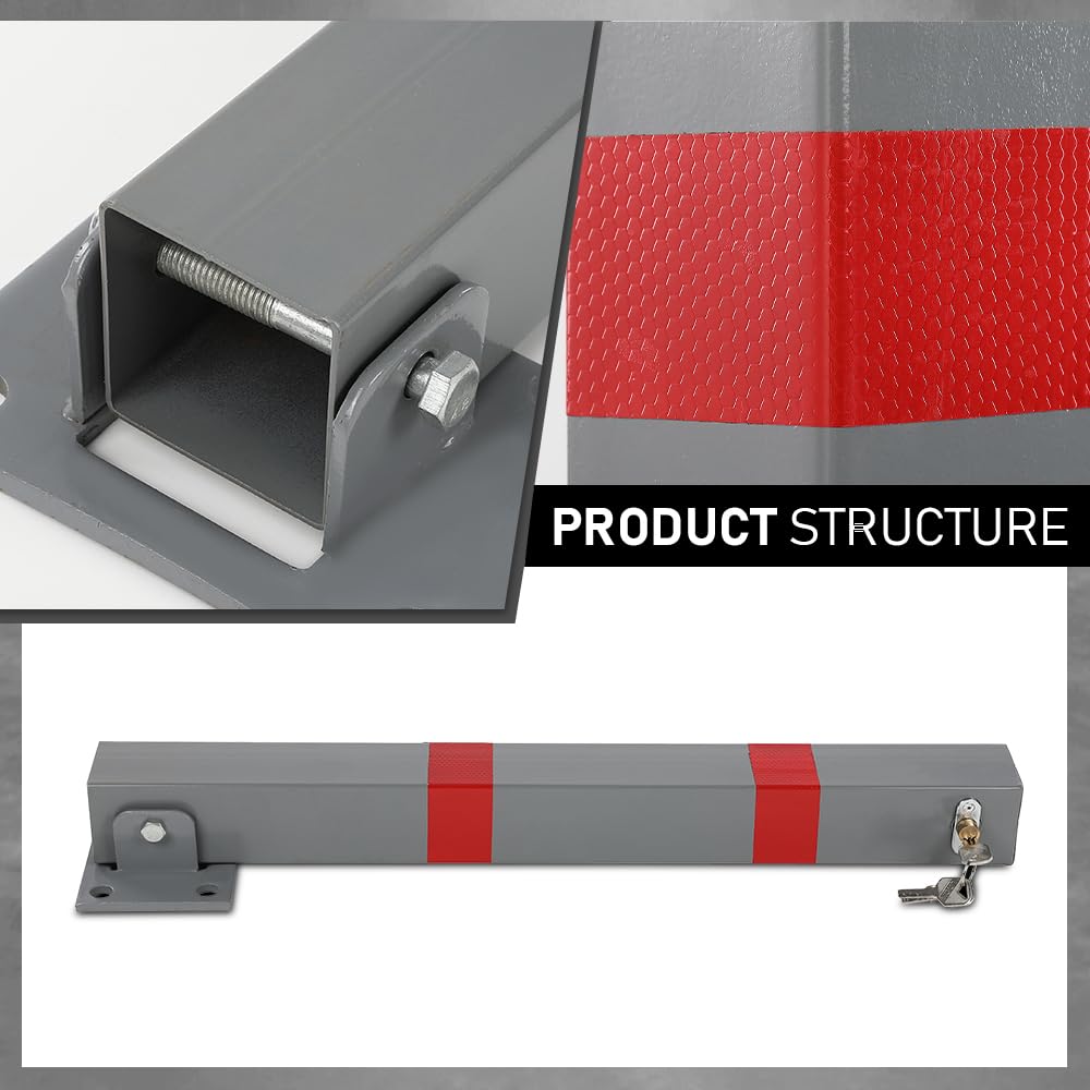 G-PLUS Folding Parking Barrier Lockable Car Bollard Driveway Car Safety Security Post