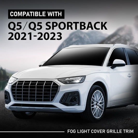 G-PLUS Pair Front Bumper Fog Light Cover Grille Trim, Compatible with Audi Q5/ Q5 Sportback 2021 2022 2023, Left Driver & Right Passenger Side 2PCS