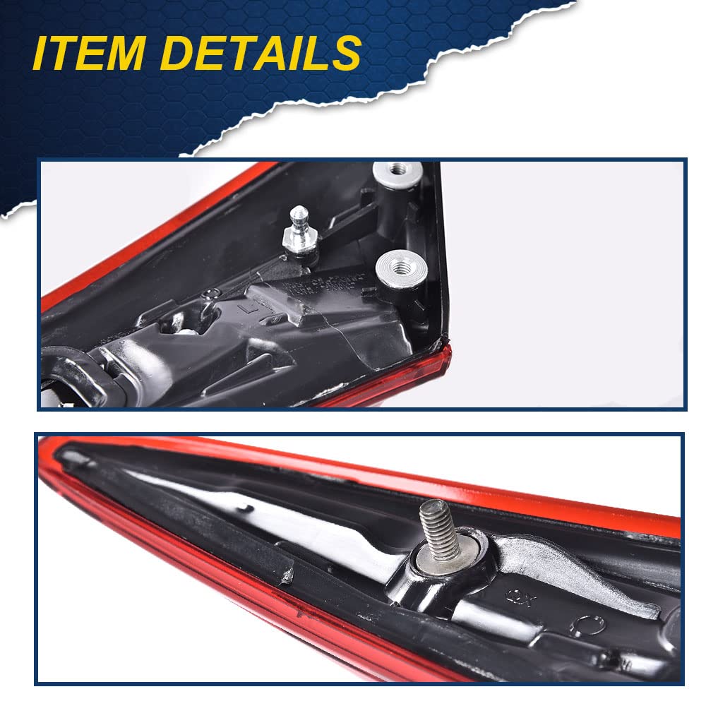 G-PLUS Tail Light - Inner Side, Replacement For 16-20 Honda Civic DX/LX/EX/EX-L/Turbo/Touring Plus/i-Style/Si/Sport 4-Door Sedan Automotive Trunk Brake Rear LED Inner Lamp Chrome Housing(Left)