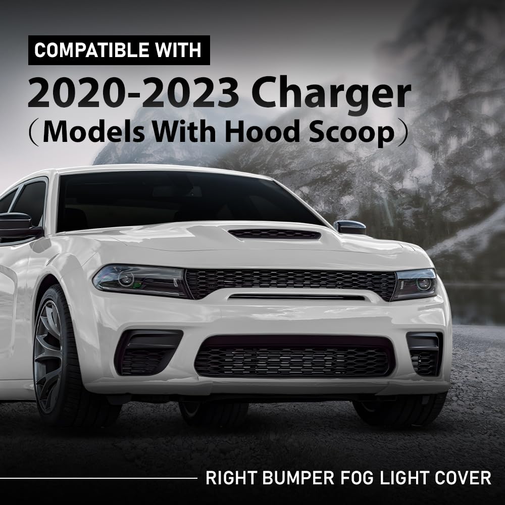 G-PLUS Front Passenger Right Side Fog Light Cover Compatible with Dodge Charger 2020-2023