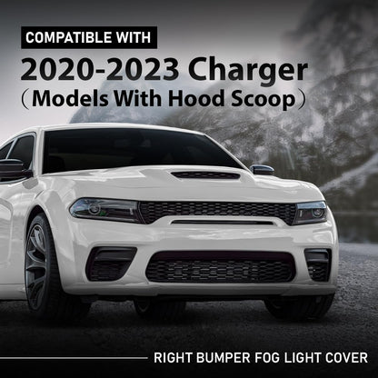 G-PLUS Front Passenger Right Side Fog Light Cover Compatible with Dodge Charger 2020-2023