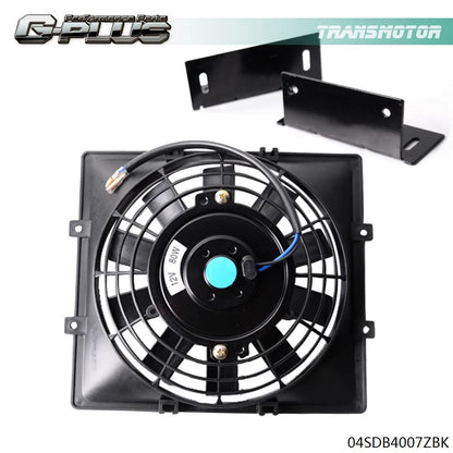 G-PLUS Universal 7" Slim Pull Push Engine Oil Cooler Radiator Cooling Fan 12V 80W Mount Kit,Black 1PCS